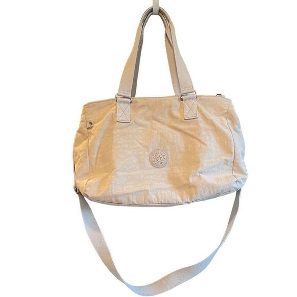 Kipling Katarina Satchel Crossbody Purse Beige Sand Castle Woven Handles Strap - Picture 1 of 15